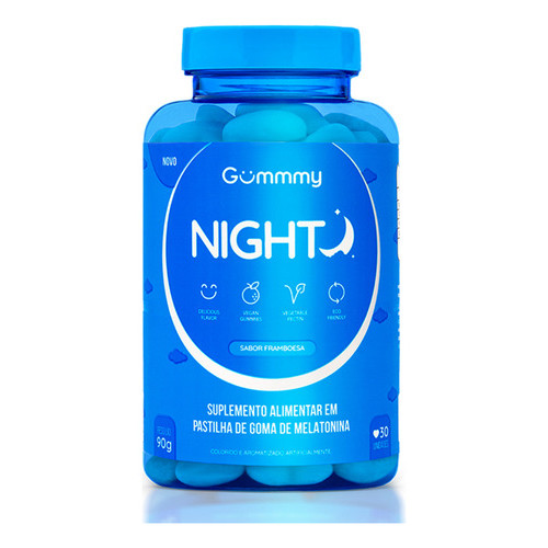 Gummy Night Melatonina Suplemento Alimentar Em Pastilha Goma Sabor Framboesa 30 Unidades