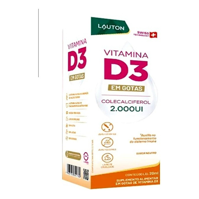 Vitamina D3 PURA EM Gotas 20ML Lauton Nutrition