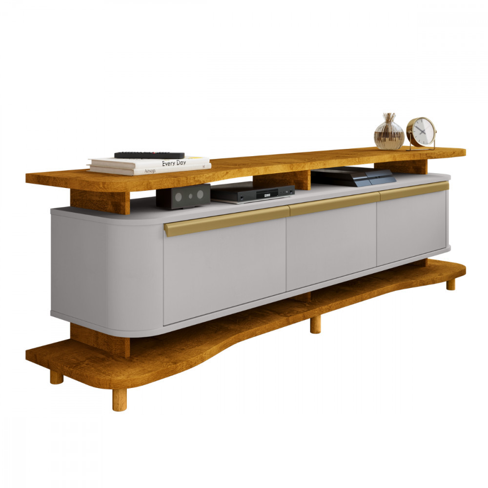 Rack Guararapi para TV até 75 Polegadas Naturalle Off White Bechara em Oferta na Shopee