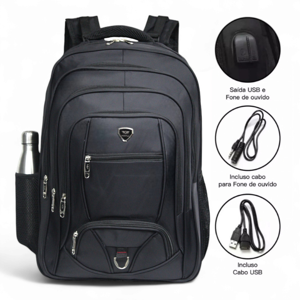 Mochila com cabo de aço Masculina Grande Reforçada Impermeável 60 l Camping Viagem Trabalho