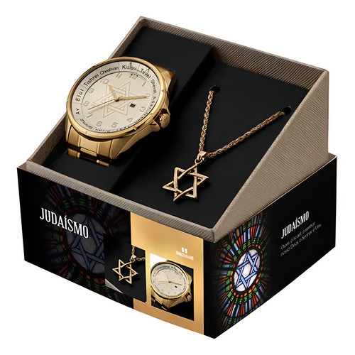 Kit Relógio Seculus Masculino Judaísmo com Colar 23702GPSKDA1K1 em Oferta na Shopee