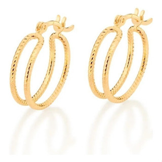 Brincos Rommanel Argola Dupla Banhado A Ouro 18k 526793 em Oferta na Shopee