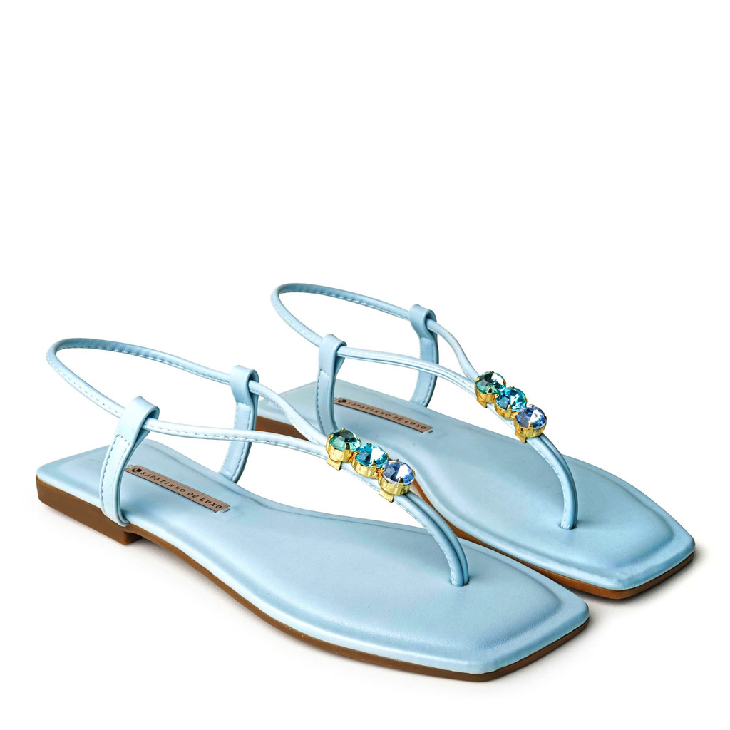 Rasteira Sandália Mestiço Azul Céu com Pedras  1380.221_8 - Women Shoes