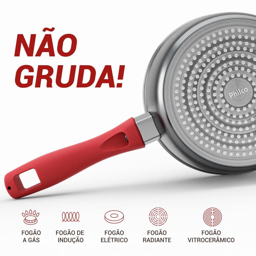 Panela Philco 3L Redstone com Tampa de Vidro PPN22A - Home & Living