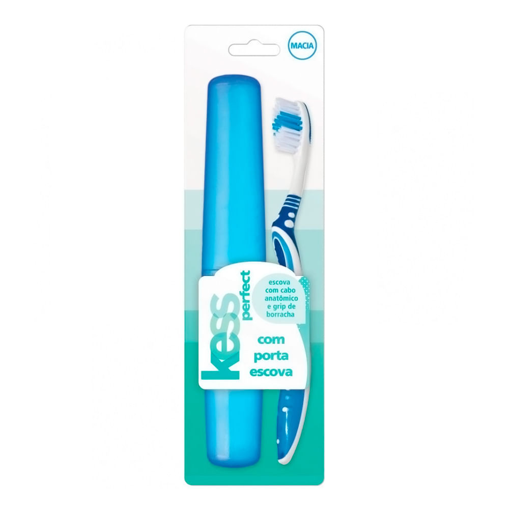 Escova Dental Kess Perfect Macia com Porta Escova Cores Sortidas 1 Unidade - Health