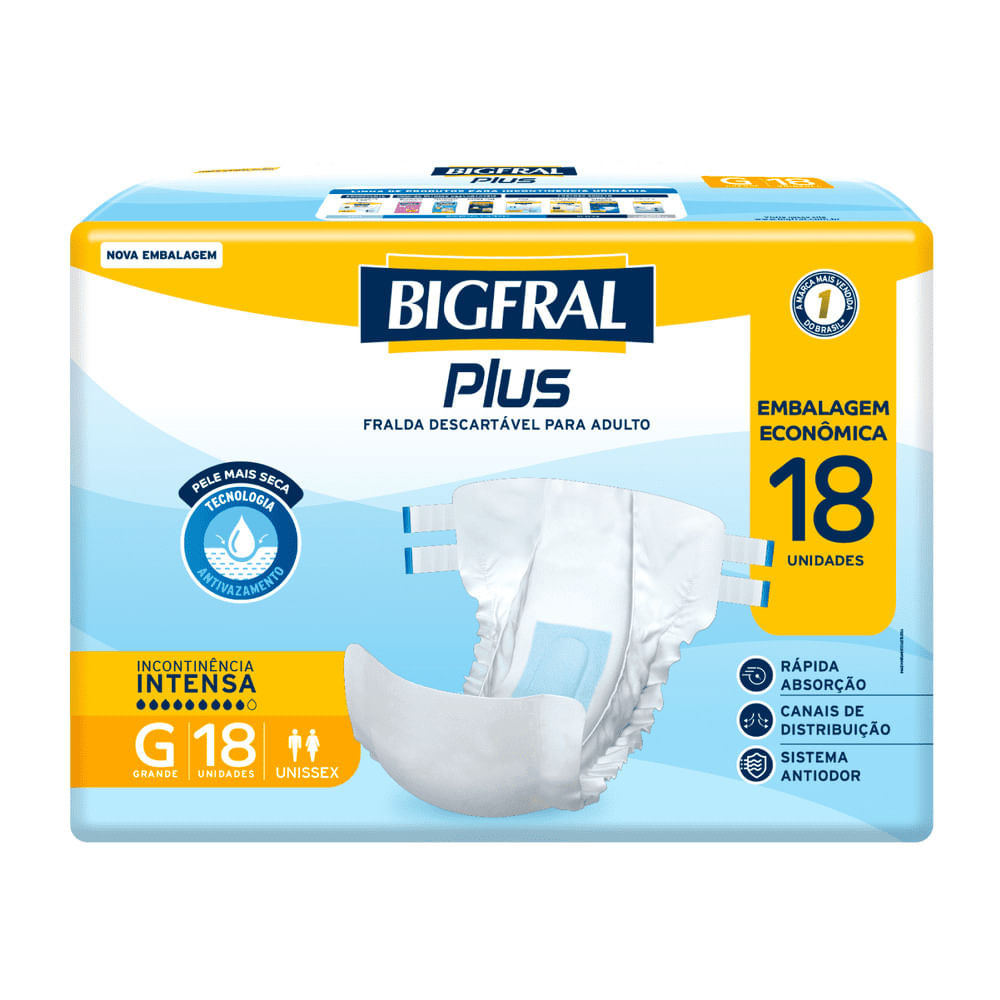 Fralda Bigfral Plus Econômica G 18 Unidades - Health