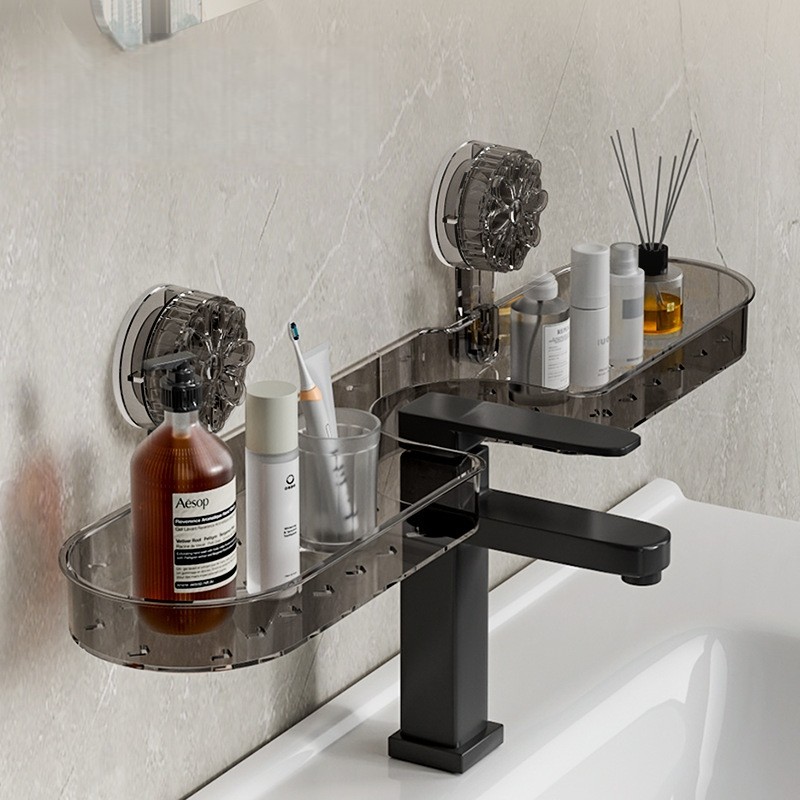 Cesta de Banheiro com Grande Capacidade, Prateleira com Ventosa, Sem Furos em Oferta na Shopee