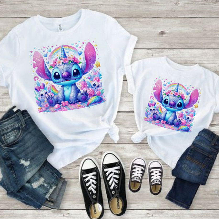 Camiseta Tshirt  Blusa feminina e infantil mãe e filha STITCH unicornio (INDIVIDUAL) JsCod Fashion