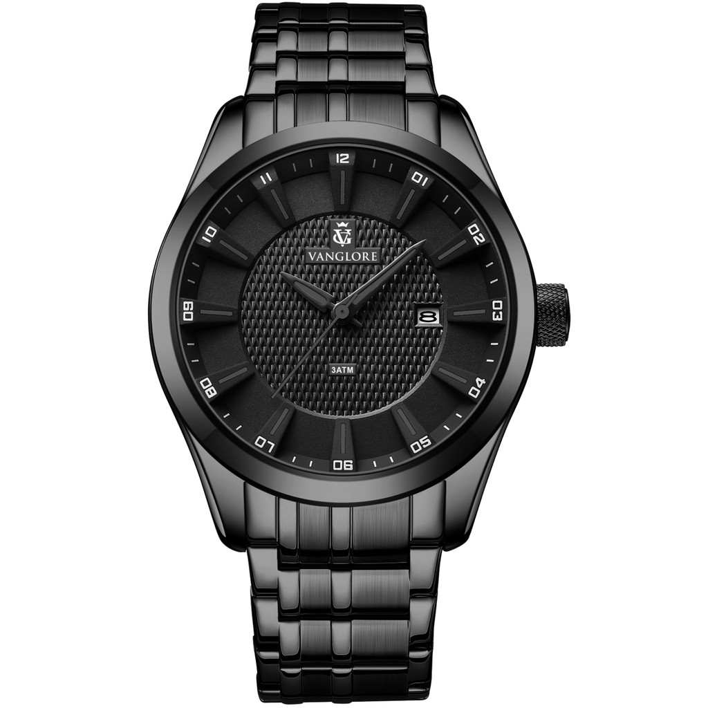 Relógio Masculino Preto All Black Aço Inox Mostrador Grande 44mm Vanglore Nexus