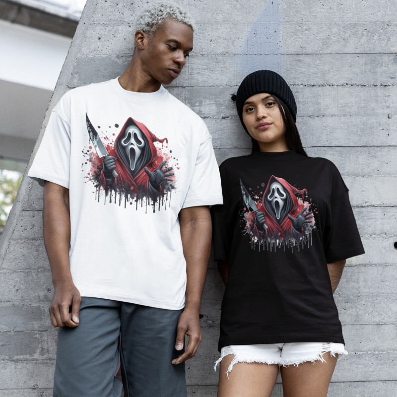 Camiseta Oversized Camiseta Minimalista HALLOWEN Pânico Personagem Camisa