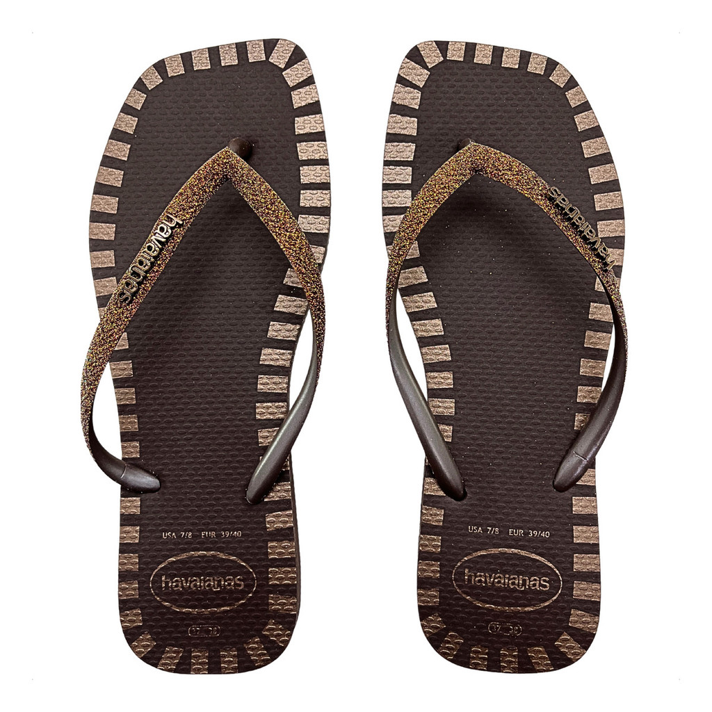 Chinelo Lançamento Havaianas Slim Square Glitter Contour Novidade Tira Fina Ponta Quadrada Shine