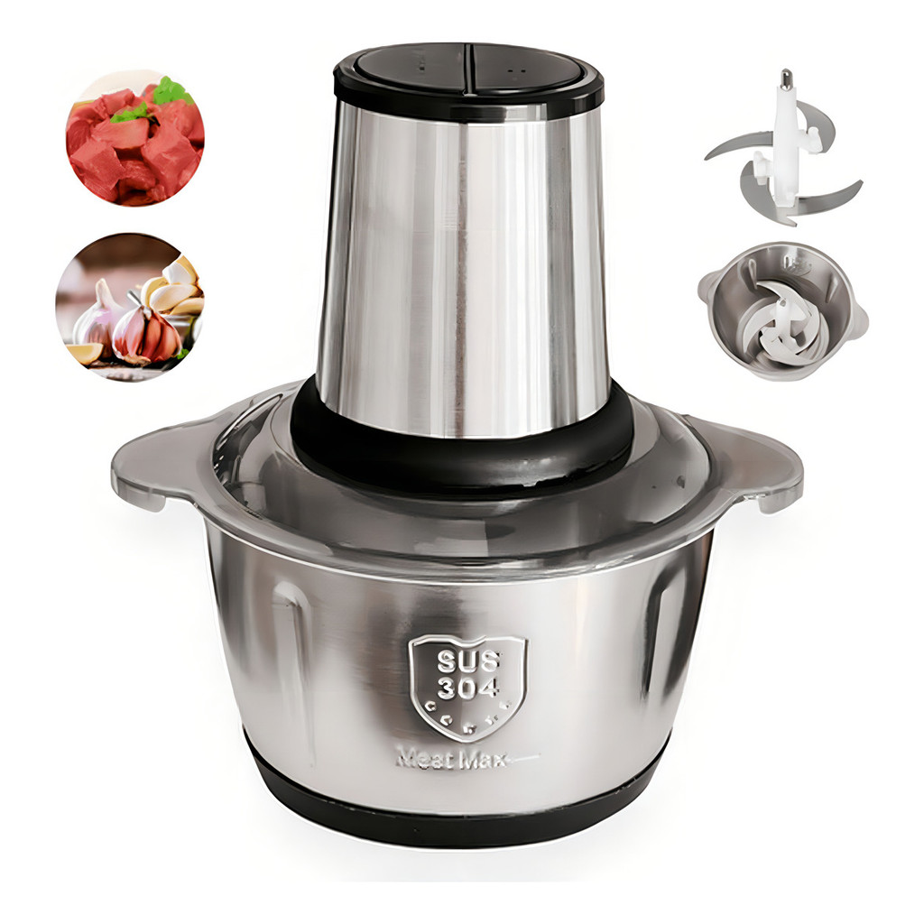 Multiprocessador de alimentos elétrico picador de 3 litros cor inox 220V em Oferta na Shopee