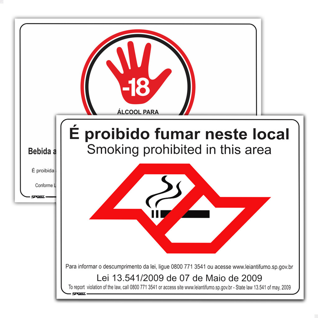 Kit Placas Proibido Venda Bebida Menores Lei Aviso Não Fumar em Oferta na Shopee