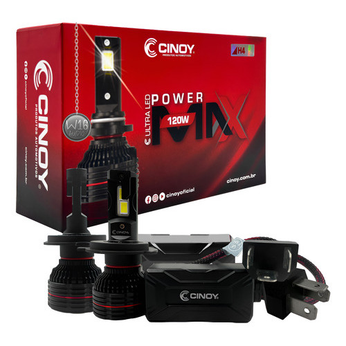 Par Lâmpada Ultra Led Cinoy Power Max H4 12v 16000 Lumens em Oferta na Shopee