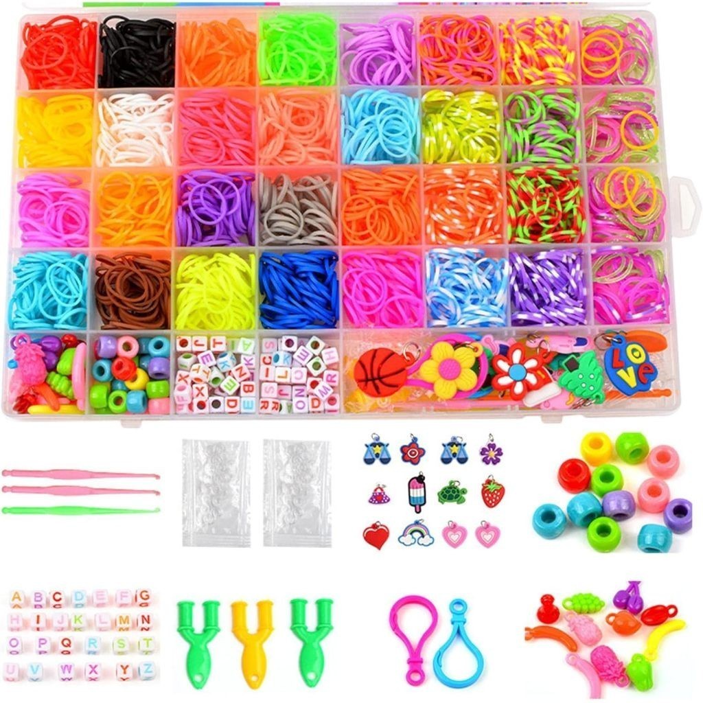 Kit de Elásticos Coloridos De Fazer Pulseira Divertidas Para Criança Temáticas Diversos Letrinhas Pingentes Kit de Elásticos Coloridos De Fazer Pulseira Divertidas Para Criança Temáticas Diversos Letrinhas Pingentes