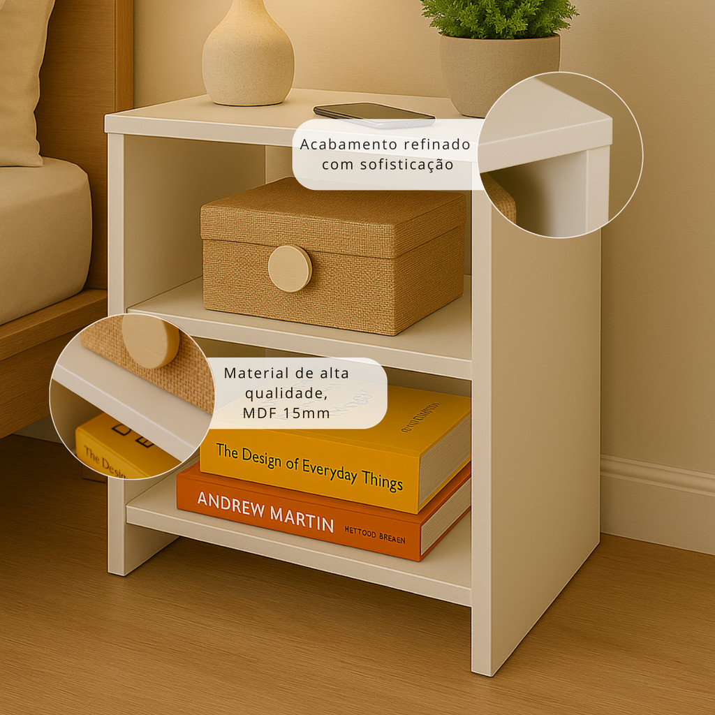 Mesa de Cabeceira Nicho Quarto Casal Decoração Mesinha Apoio Cama Quarto Casal Solteiro Criado Mdf