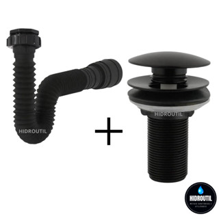 Kit Válvula Click Preta Lavatório Cuba Sifão Universal Sanfonado Extensivo Preto em Oferta na Shopee