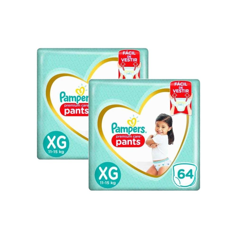 Kit 128 Fraldas Pampers Premium Care Pants Top Tamanho XG - Mom & Baby