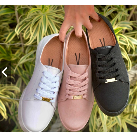 Tênis Feminino Vizzano Casual Cano Baixo Preto  Branco Rosa Tradicional Promoção