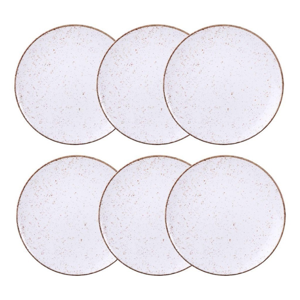 Jogo de Pratos Rasos Grande Rústico 6 Peças 28cm Porcelana Decorada Tramontina em Oferta na Shopee