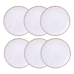 Jogo de Pratos Rasos Grande Rústico 6 Peças 28cm Porcelana Decorada Tramontina