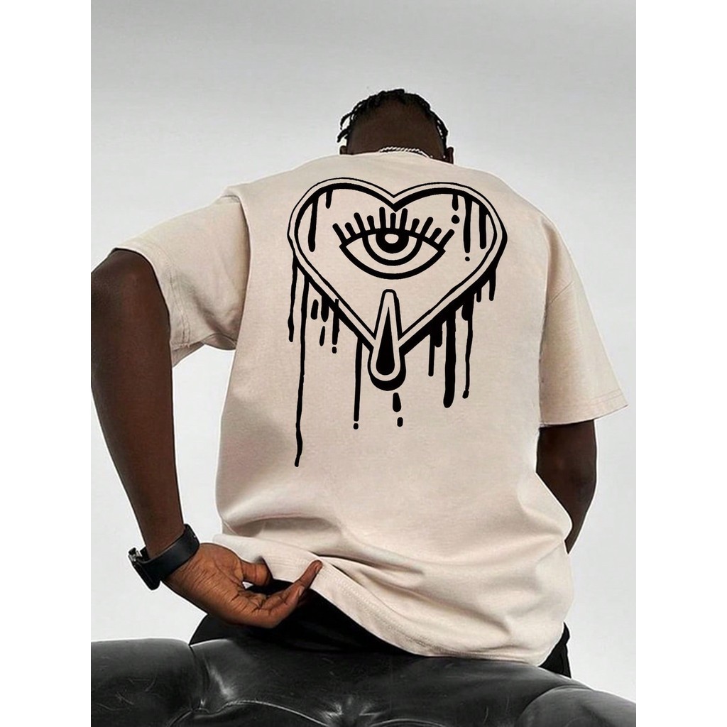 Camiseta Casual Estampada Blusa Unissex Estilo Coração 100% Algodão Camisa Academia Tendência Confortável