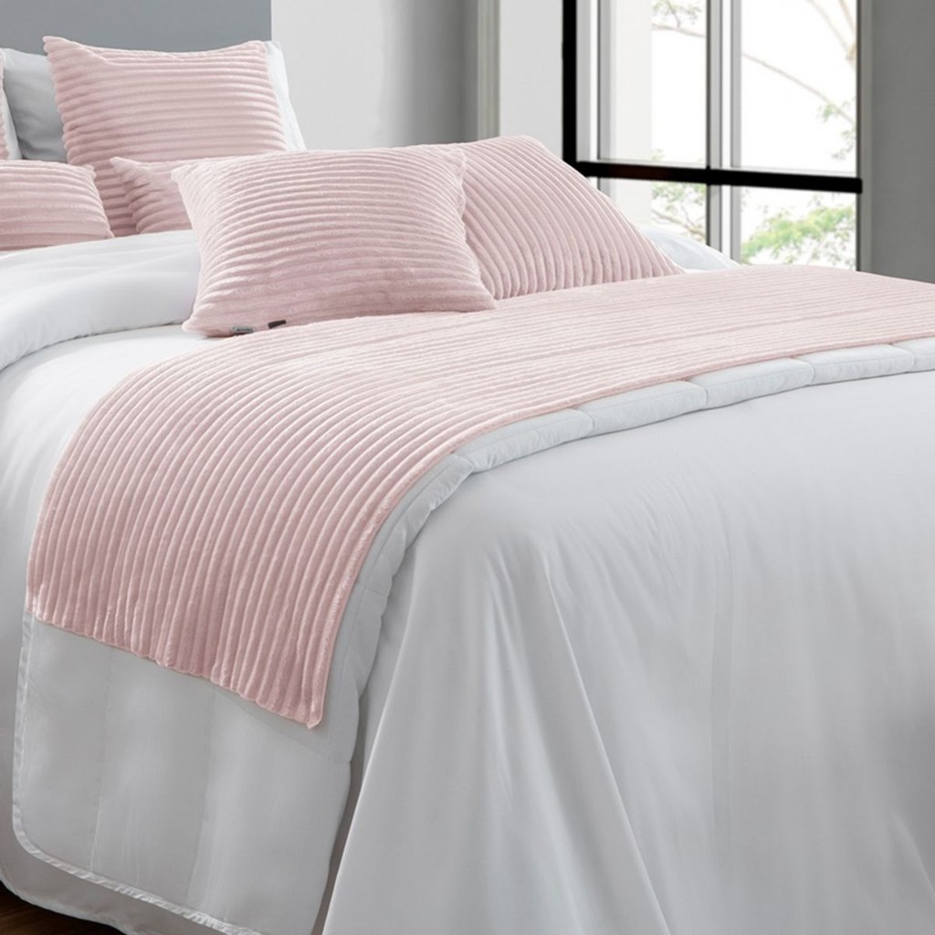 Kit Peseira Cama King Flanel + Capas Almofadas Decoração 3 Peças