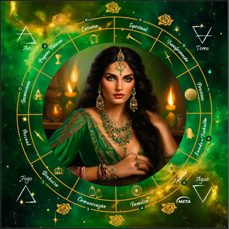 Toalha para Tarot em Tecido e Jogo Cartas Cigana Esmeralda Verde 70 x 70 cm