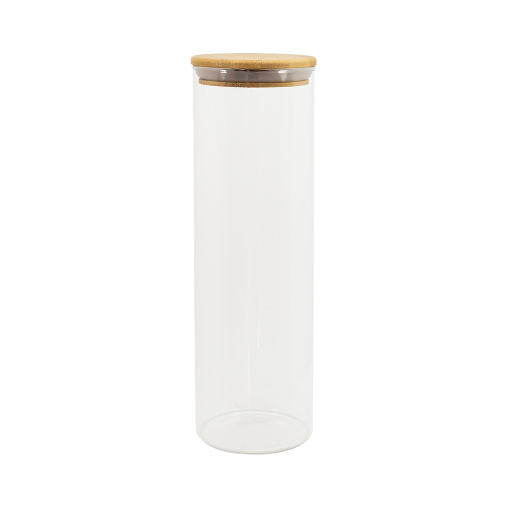 Pote Hermético de Vidro 2 Litros com Tampa de Bambu Porta Mantimentos Redondo Oikos