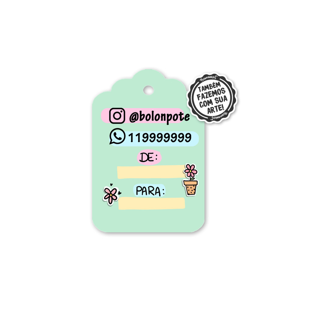 KIT 24 Etiqueta Tag de Agradecimento Lembrança de produto Ecom personalizado C58 Bolo no pote DE PARA