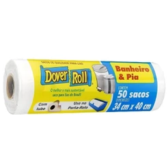 Saco Para Lixo Banheiro & Pia Dover-Roll Branco 50 Sacos 34Cm X 40Cm