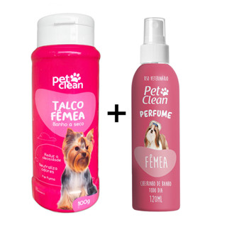 Kit Talco Banho a Seco + Perfume Pet Cheiroso Pet Clean em Oferta na Shopee