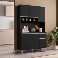 Armário Para Cozinha Kit Márcia Preto Fosco - Ajl