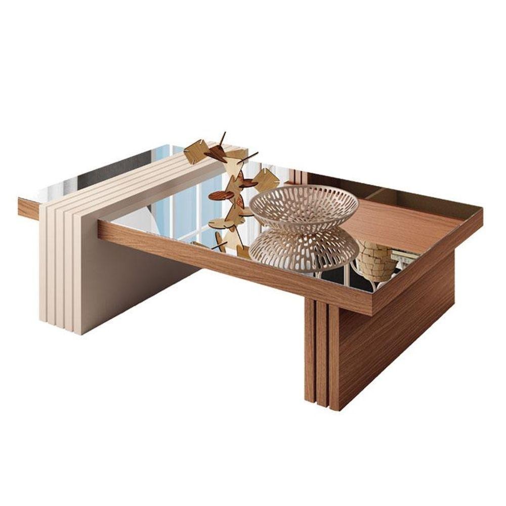Mesa De Centro Luna Nature Off White Com Espelho - Hb Móveis em Oferta na Shopee