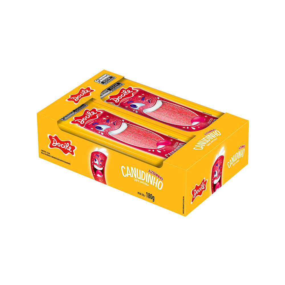 Canudinho Morango Cítrico com 12un de 15g cada - Docile