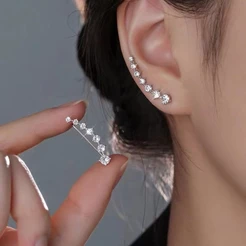 S925 Brincos de Prata Sterling Zircon Brincos de Moda Jóias Simples de Estudante Brincos de Senhora Presente