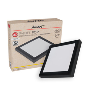 Painel Led Pop Quadrado Sobrepor 24W 3000k 28x28 Pr Avant em Oferta na Shopee