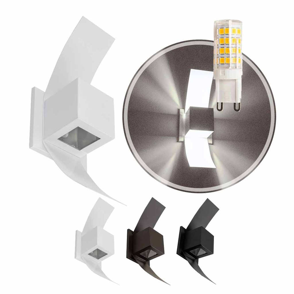 Arandela Box Aba Efeito 2 Foco Alumínio + LED G9 5w St890