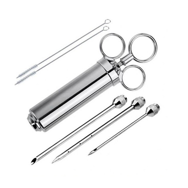 Injetor De Temperos Culinaria Aço Inox Com 3 Agulhas Carnes