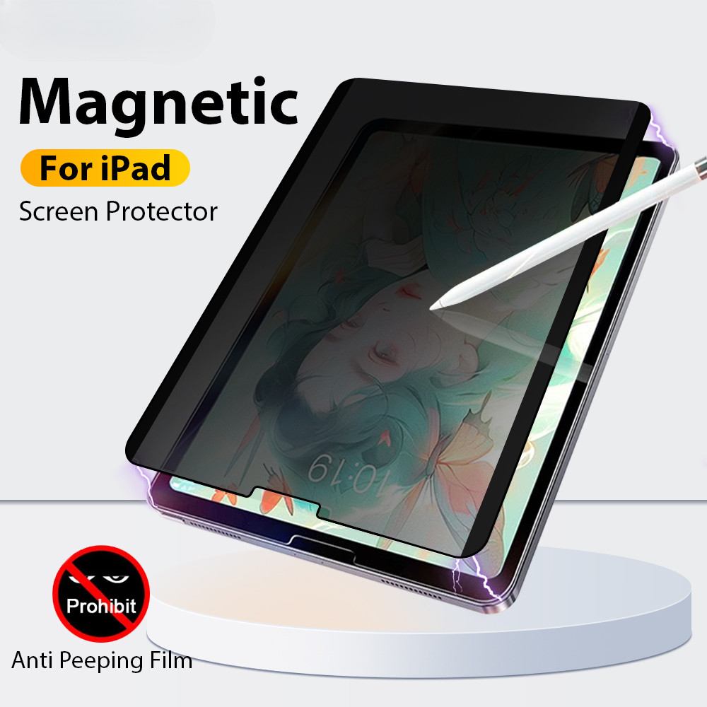 Filme Magnético Anti-Peep De Privacidade Para Ipad A16 12th Pro 13 12.9 11 Air 4 5 M4 M2 10 9 9a 10a Geração Mini 6 10.2