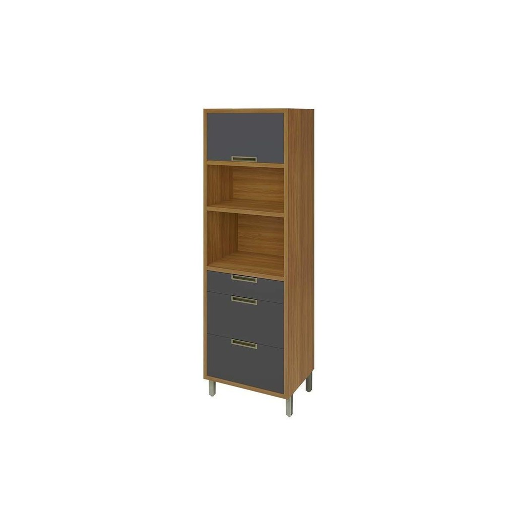 Paneleiro de Cozinha Imperatriz Torre Quente c/1 Porta e 3 Gavetas 70cm Freijo/Grafite - Nesher em Oferta na Shopee