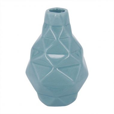 MINI VASO DE CERAMICA  AZUL TURQUESA 7CM X 7CM X 11.5CM