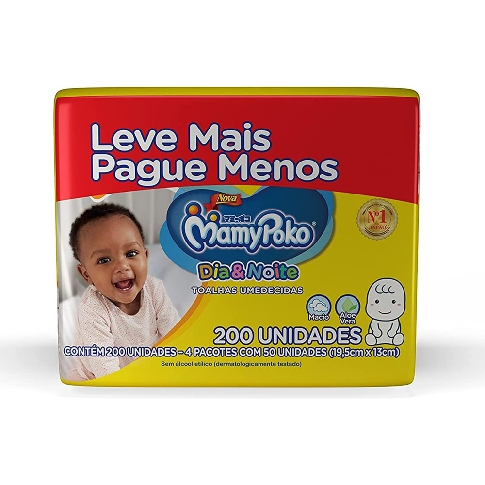 Toalhas Umedecidas MamyPoko Dia & Noite Leve mais Pague menos 200 Unidades