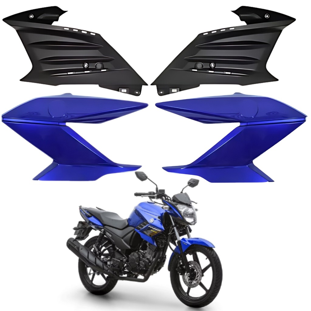 KIT CARENAGEM ALETA ABA TANQUE COMPLEMENTO FAZER 150 AZUL 2016 2017 2022 2023 PARAMOTOS YAMAHA