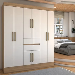 Guarda-Roupa Solteiro Leal Slim 8 Portas 2 Gavetas
