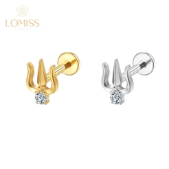 Lomiss Piercing Orelha Trágus Hélix Labret Aço Cirúrgico Tridente 1 Zircônia