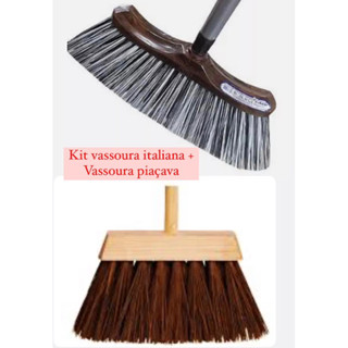 Kit vassoura italiana mais vassoura piaçava em Oferta na Shopee