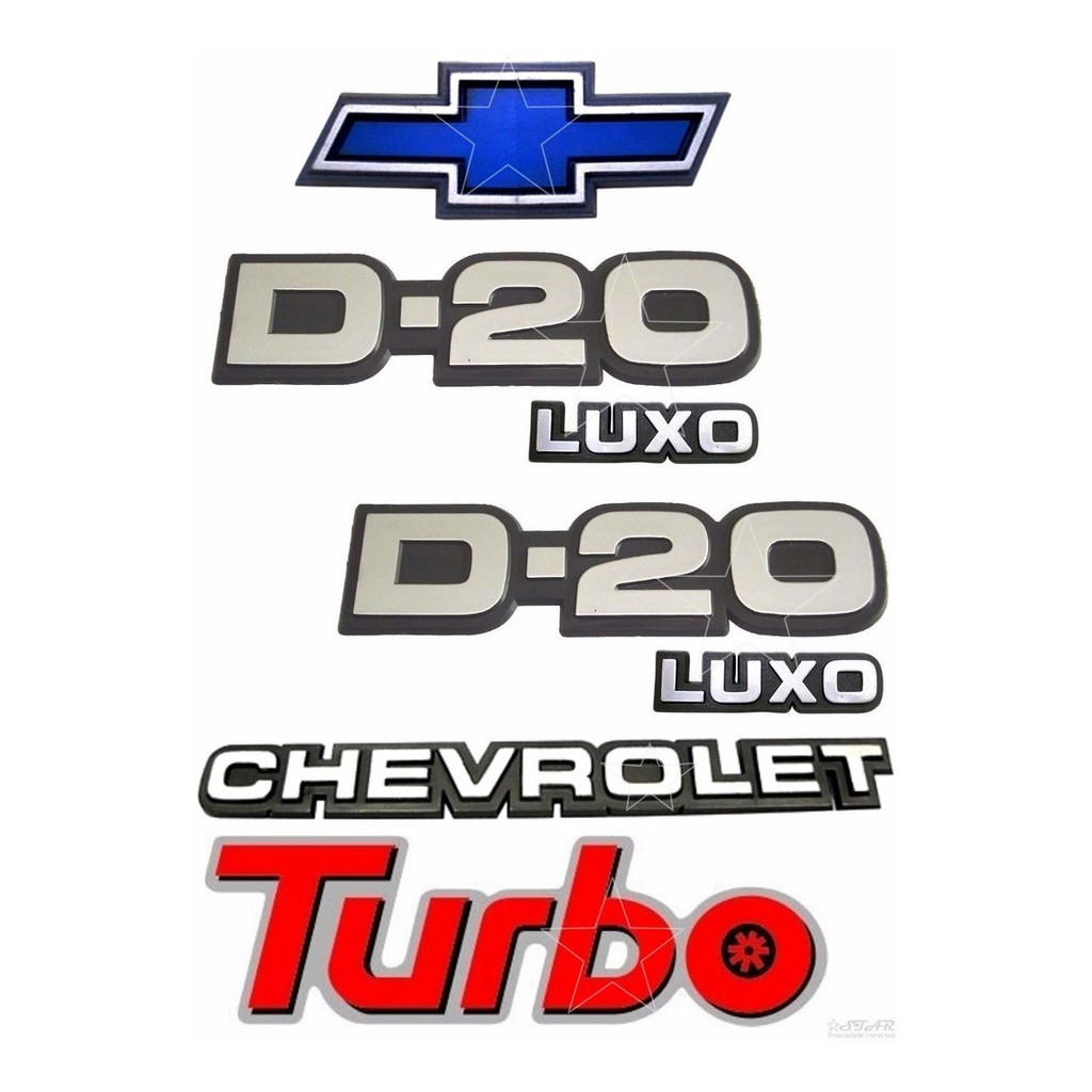 Emblemas D20 Luxo + Chevrolet + Gravata + Turbo - 85 À 92