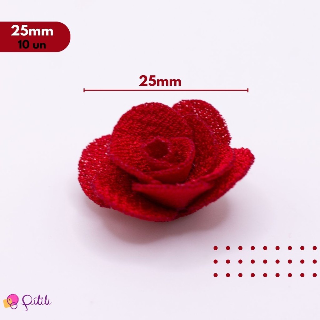 Aplique Flor de Tecido em Poliéster 10 peças Para Laço 2,5cm — imagem 2 de 2