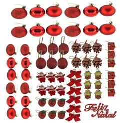 Kit 67 Enfeites Natal Pendente c/ 24 Bolinhas + 43 Enfeites Sortidos
